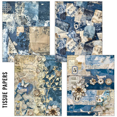 Pack de papier A5 Craftmix Urban Blue Denim mélangé - 8 feuilles (assortiment de papier de soie et de vélin)-2