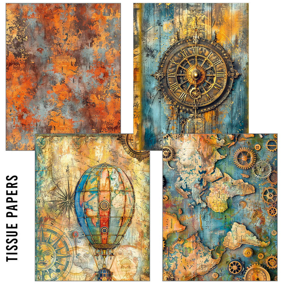 Pack de papier mélangé A5 Craftmix Past Time - 8 feuilles (variété papier de soie et vélin)-2