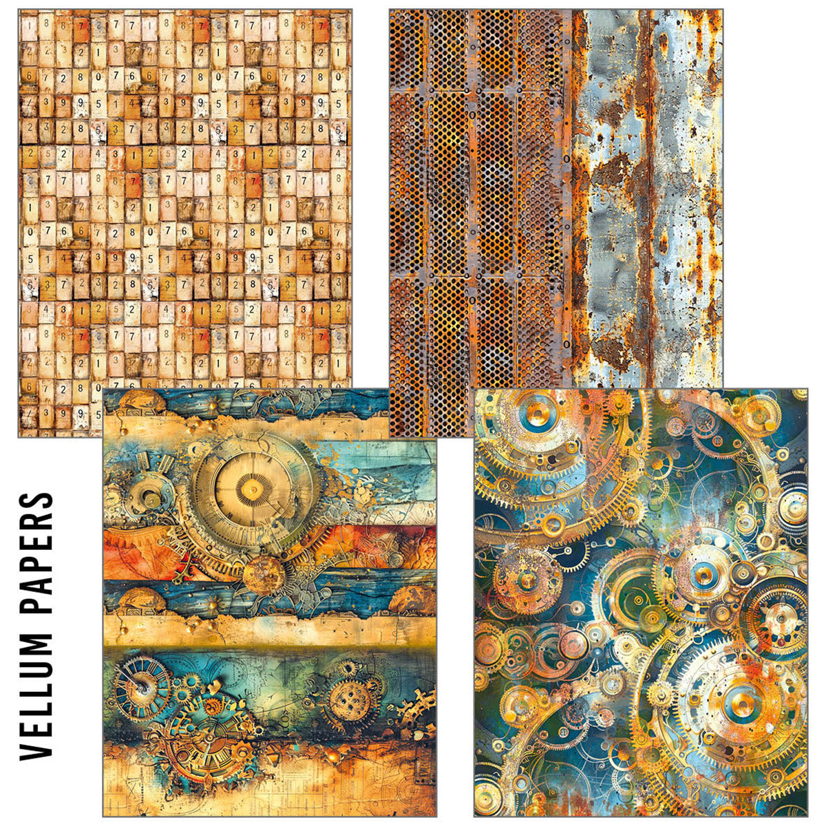 Pack de papier mélangé A5 Craftmix Past Time - 8 feuilles (variété papier de soie et vélin)-3