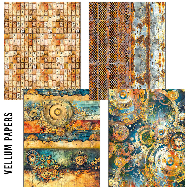 Pack de papier mélangé A5 Craftmix Past Time - 8 feuilles (variété papier de soie et vélin)-3