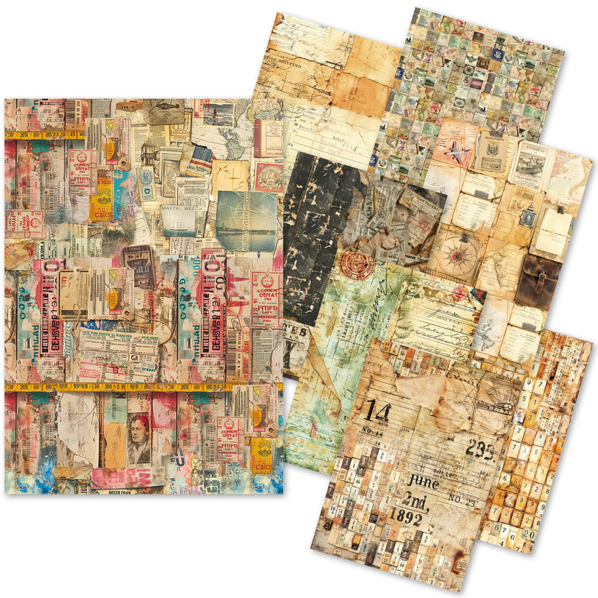 Lot de papier A5 Craftmix Journey Ahead - 8 feuilles (assortiment papier de soie et vélin)-1