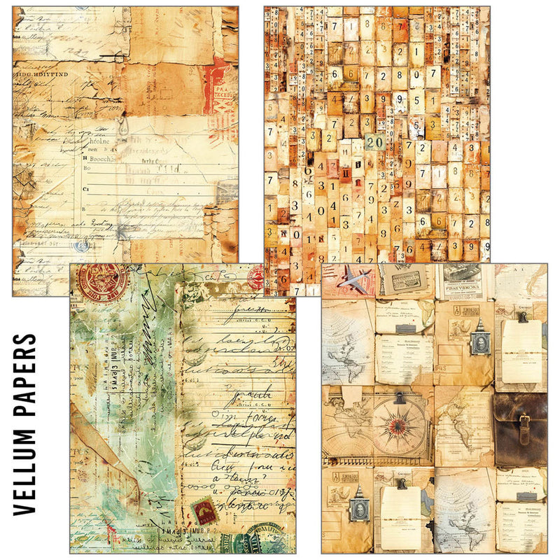 Lot de papier A5 Craftmix Journey Ahead - 8 feuilles (assortiment papier de soie et vélin)-3