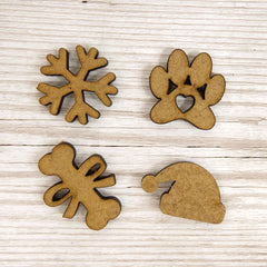 MDF Shapes - Christmas Paws-1
