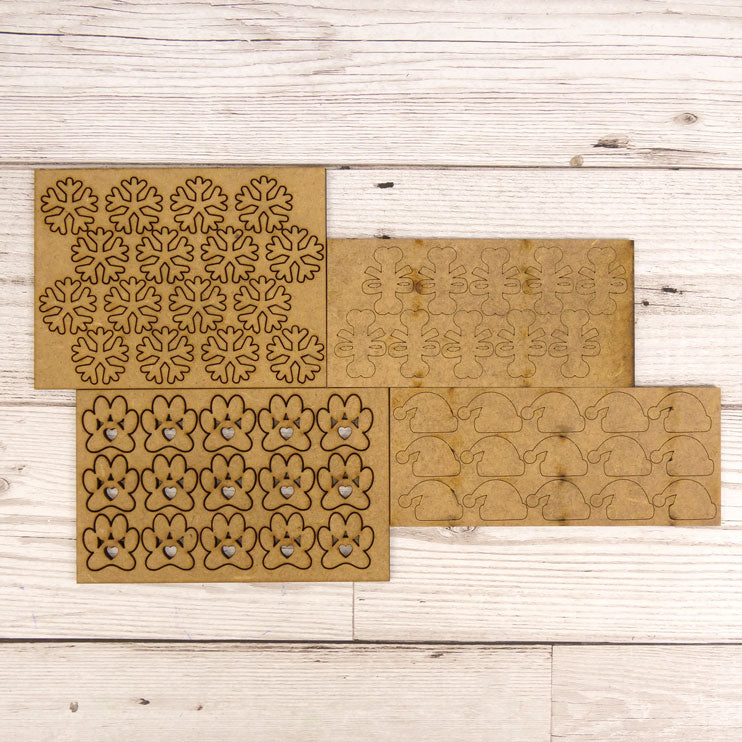 MDF Shapes - Christmas Paws-2