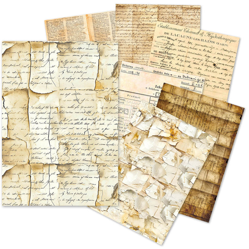 Lot de 24 feuilles de papier de soie A5 – Manuscrit vintage-1