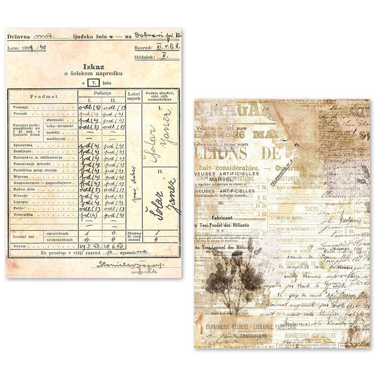 Lot de 24 feuilles de papier de soie A5 – Manuscrit vintage-8
