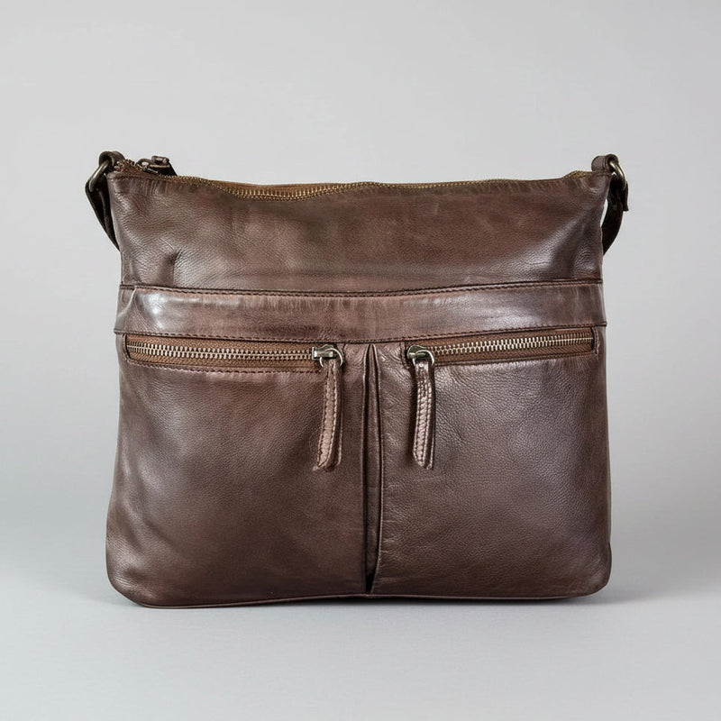 MET Leather Crossbody Bag with Dual Zipper Pockets-1