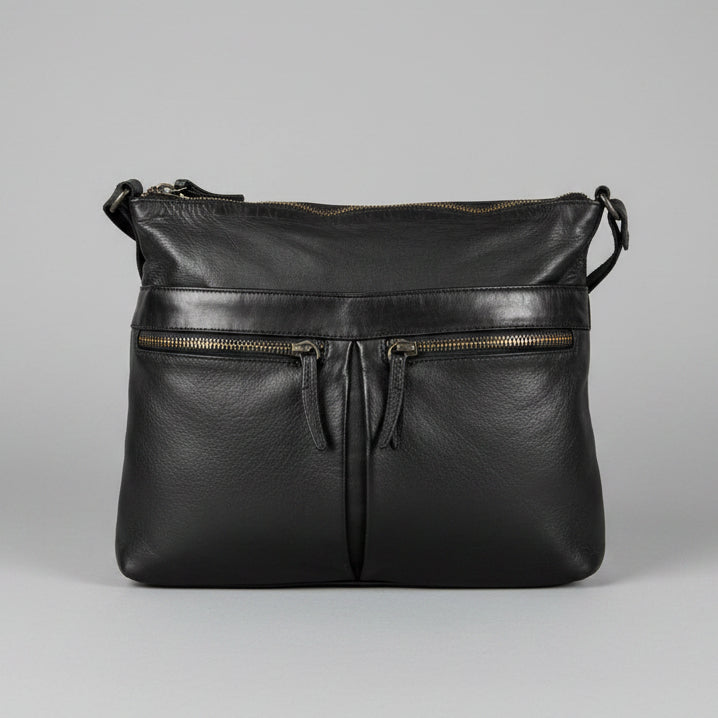 MET Leather Crossbody Bag with Dual Zipper Pockets-5