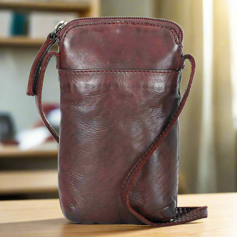 MET Small Leather Crossbody Bag | Compact Phone Bag with Front & Back Pockets-7