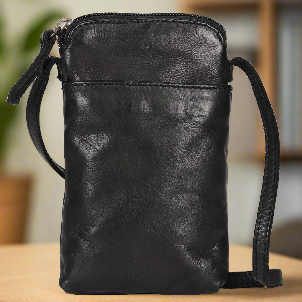 MET Small Leather Crossbody Bag | Compact Phone Bag with Front & Back Pockets-1