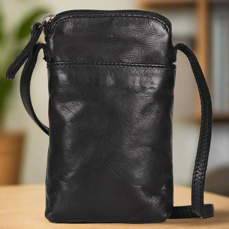 MET Small Leather Crossbody Bag | Compact Phone Bag with Front & Back Pockets-1