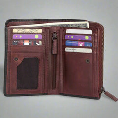 MET Women's Two Tone Zip Around Leather Wallet-2