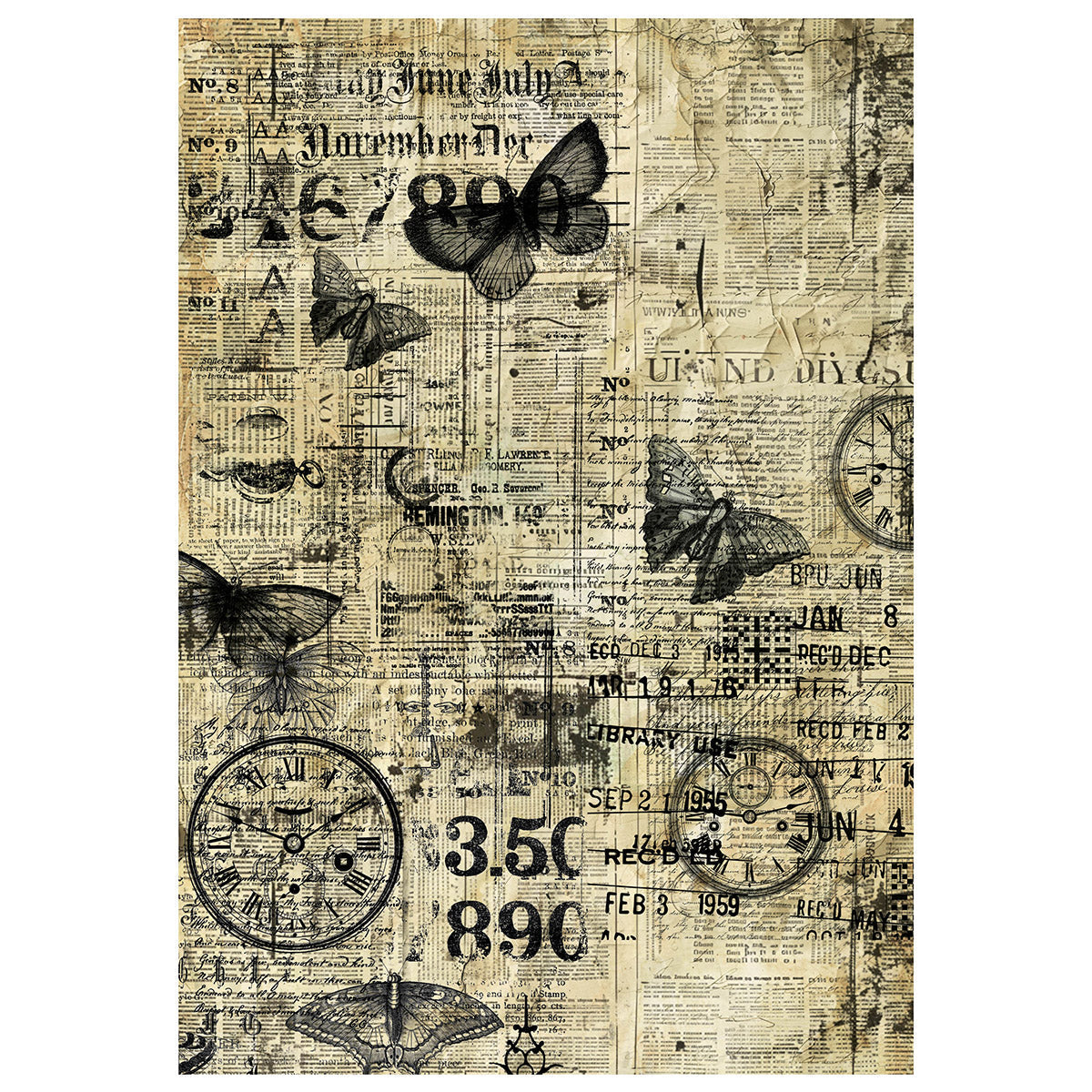 Papier de riz technique mixte A4, paquet de 4, Capsule temporelle-4