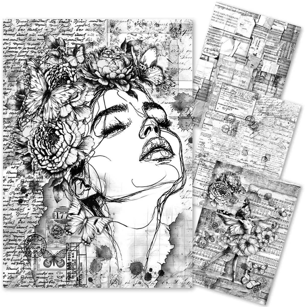 Papiers de riz techniques A4 Lot de 4 Souvenirs mémorables-1