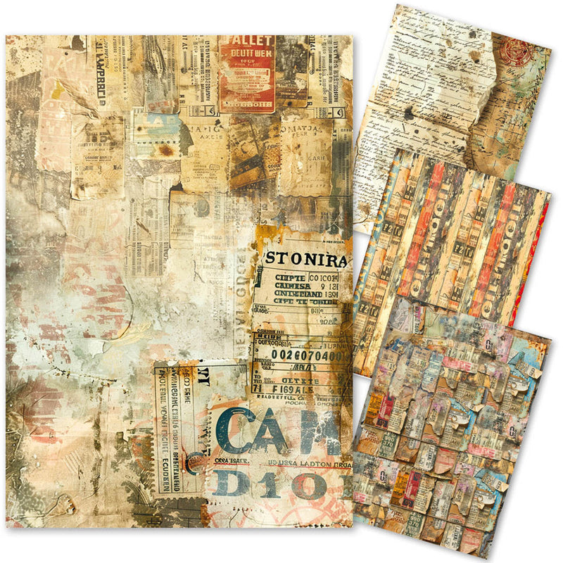 Papier de riz technique mixte A4, paquet de 4, collection Journey Ahead-1