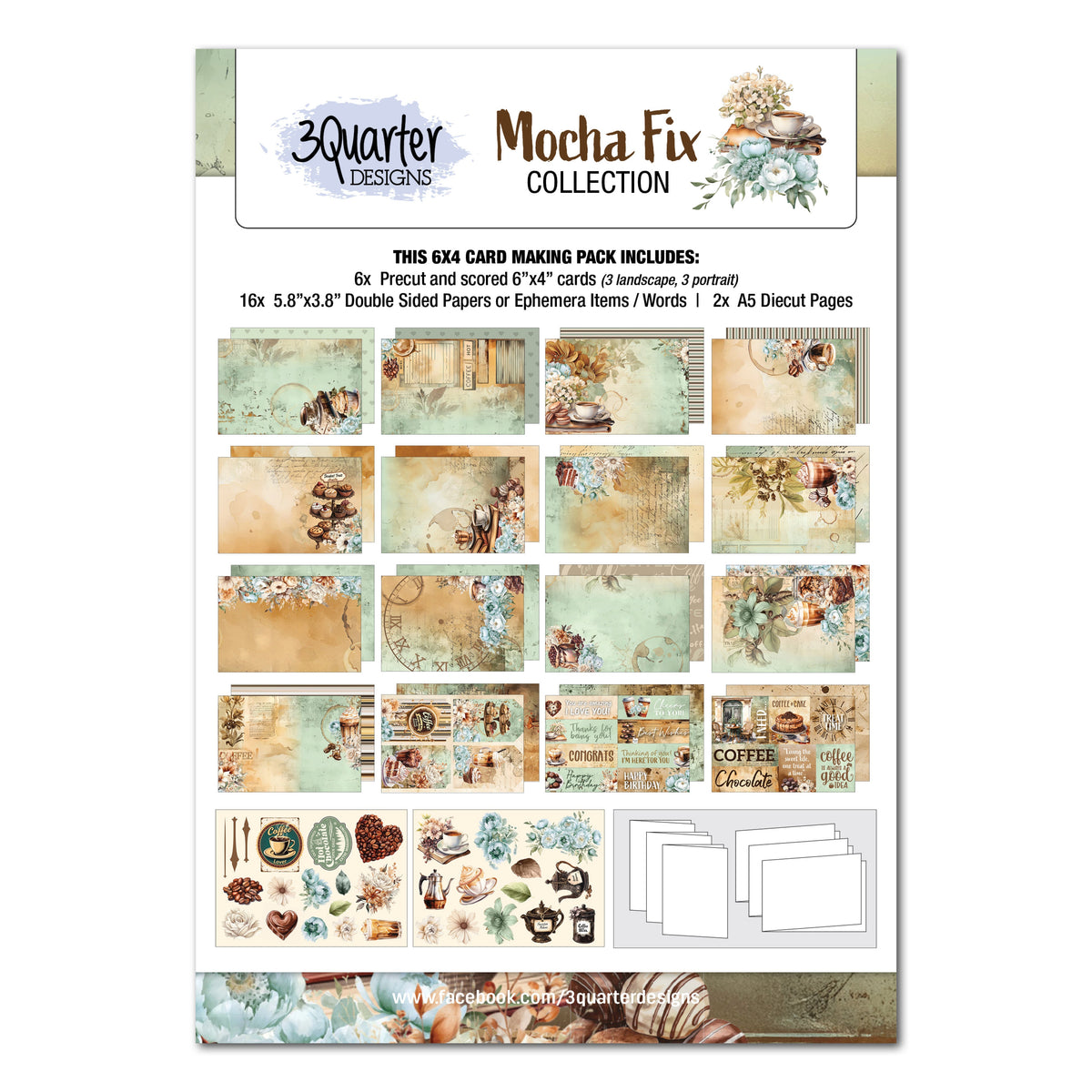 3Quarter Designs Mocha Fix 6x4 Card Pack-1