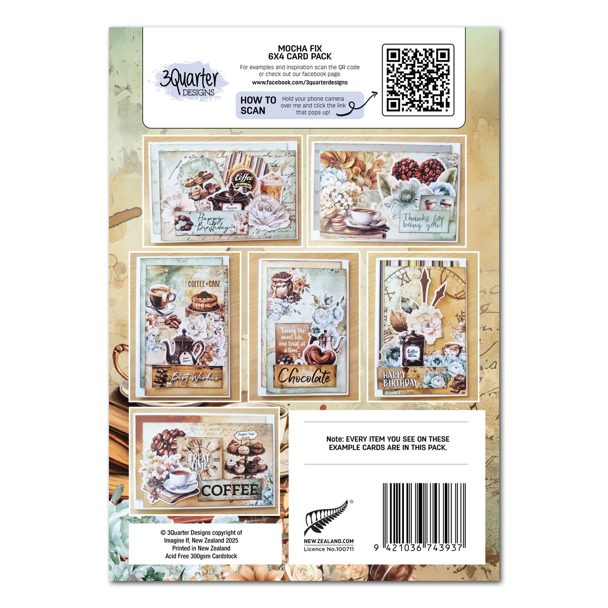 3Quarter Designs Mocha Fix 6x4 Card Pack-2