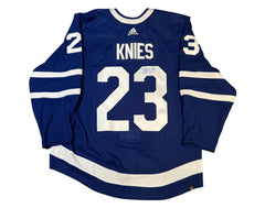 Matthew Knies Autographed MIC Toronto Maple Leafs Home Blue Adidas Pro Jersey-1