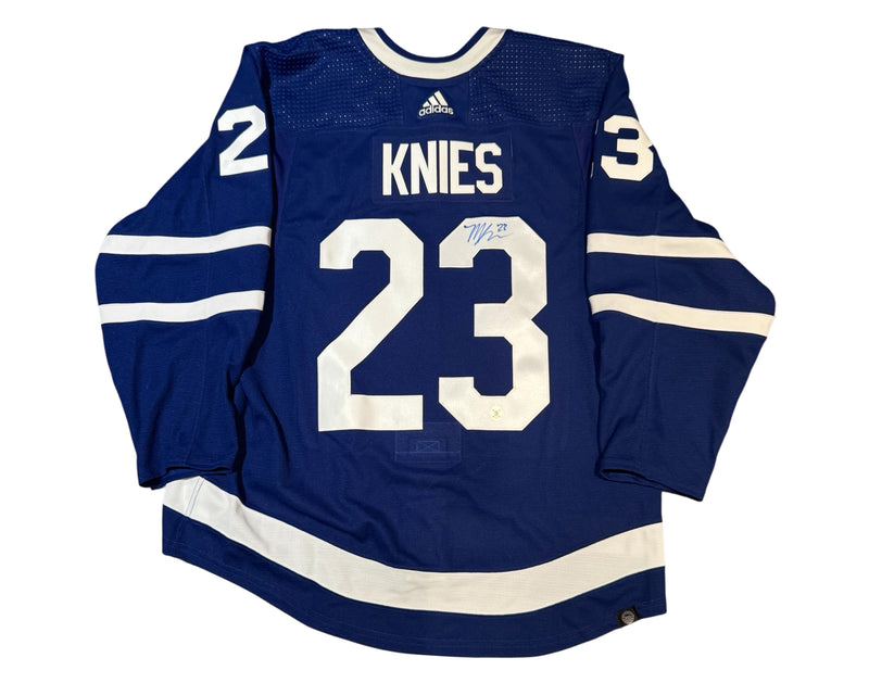 Matthew Knies Autographed MIC Toronto Maple Leafs Home Blue Adidas Pro Jersey-1