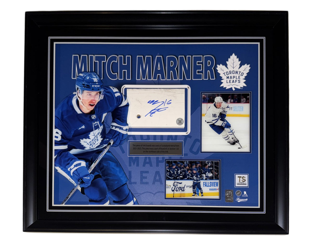 Mitch Marner Autographed Toronto Maple Leafs Framed Game-Used Board Piece-1