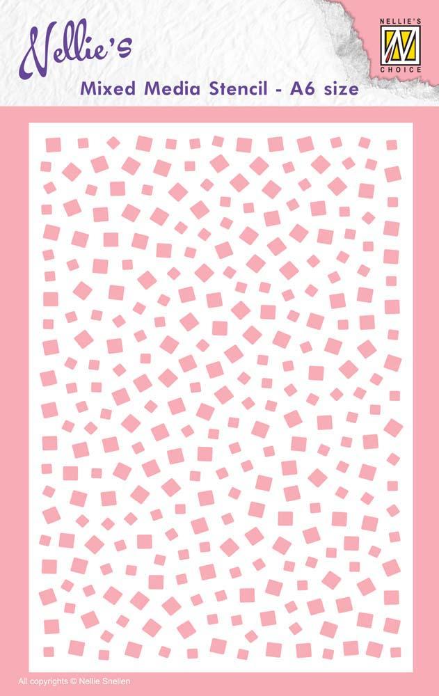 Mixed Media Stencil A6 Size Little Squares-1