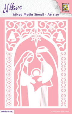 Nellie's Choice Mixed Media Stencil A6 Size - Christmas - Nativity-1