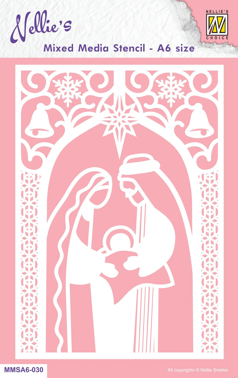 Nellie's Choice Mixed Media Stencil A6 Size - Christmas - Nativity-1