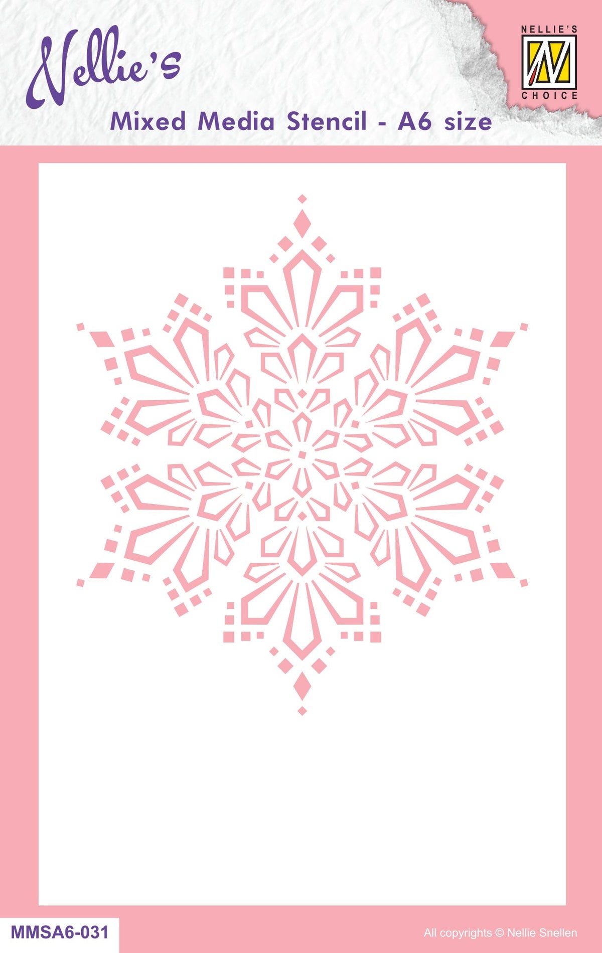 Nellie's Choice Mixed Media Stencil A6 Size - Christmas - Snow Crystal-1