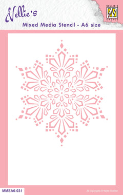 Nellie's Choice Mixed Media Stencil A6 Size - Christmas - Snow Crystal-1