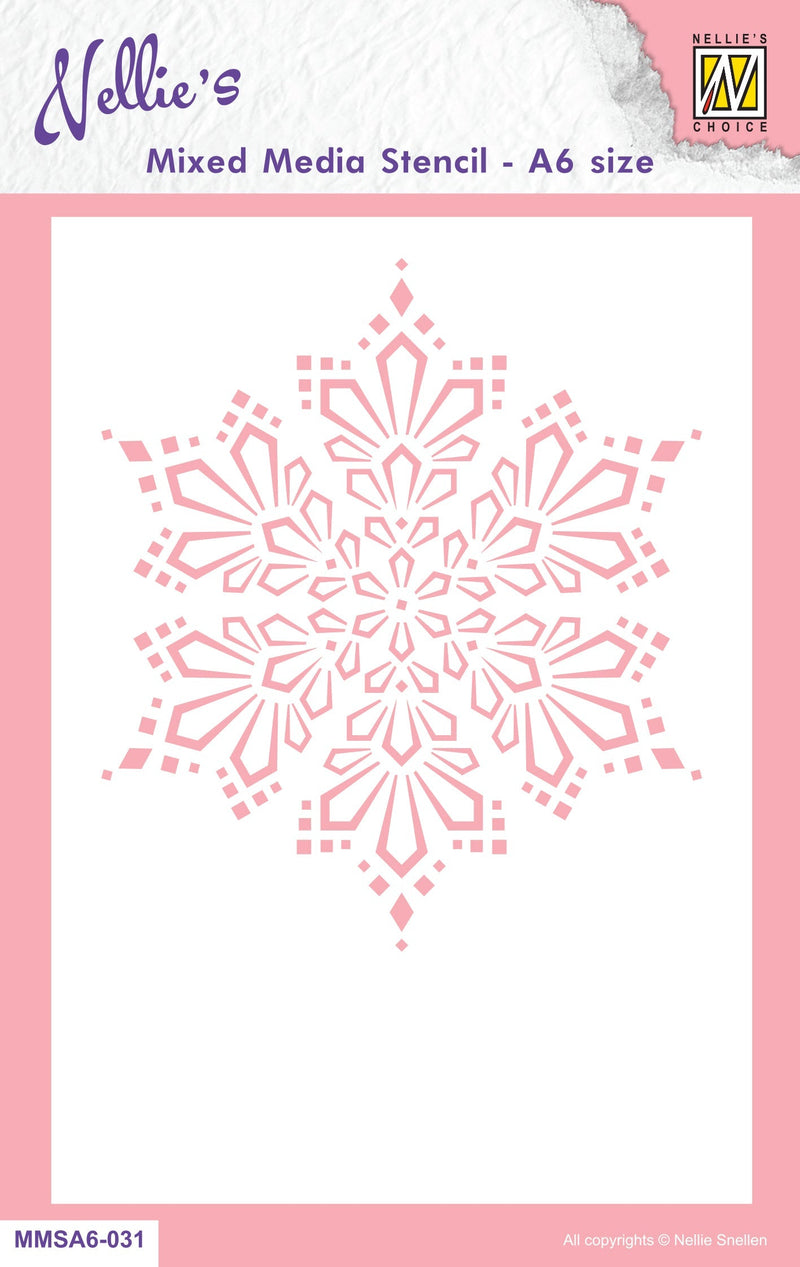 Nellie's Choice Mixed Media Stencil A6 Size - Christmas - Snow Crystal-1