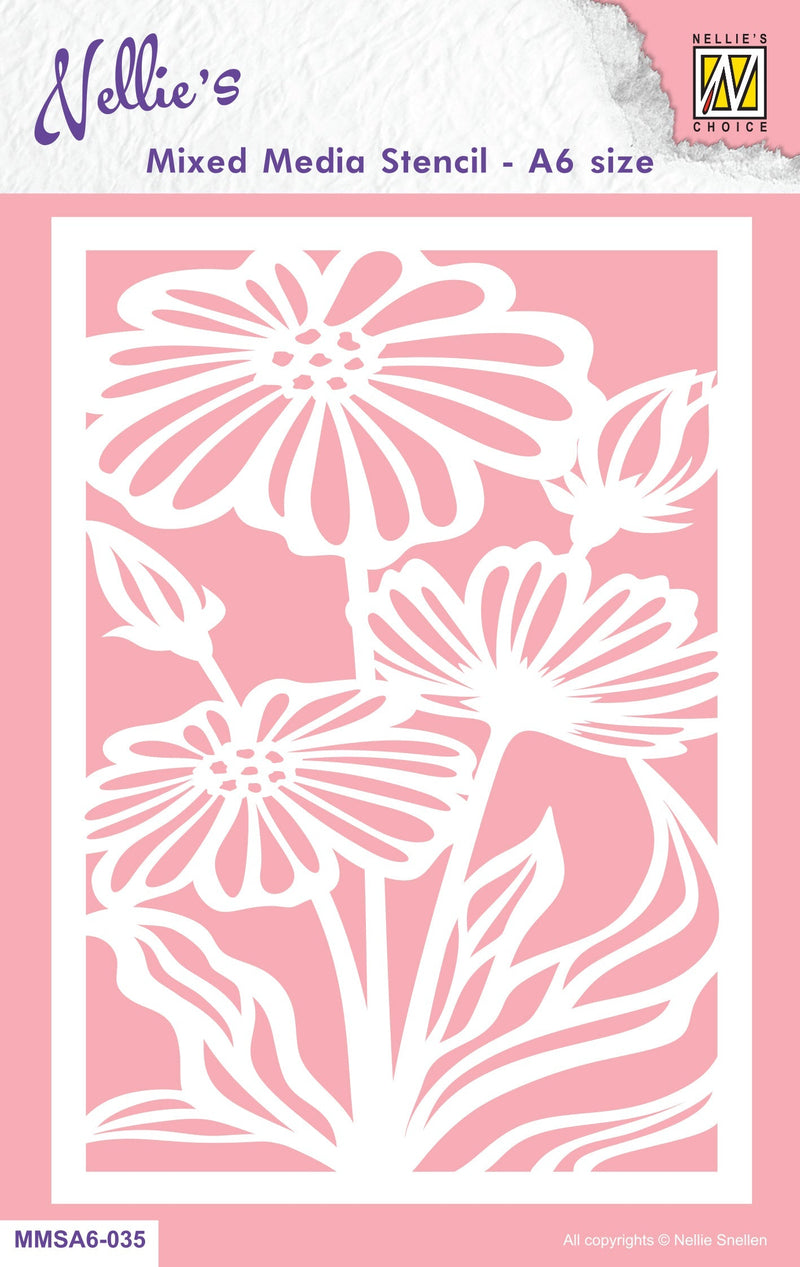 Nellie's Choice Mixed Media Stencil A6 Size - Flowers-2-1