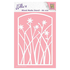 Nellie's Choice A6 Mixed Media Stencil Frame with Flowers-1
