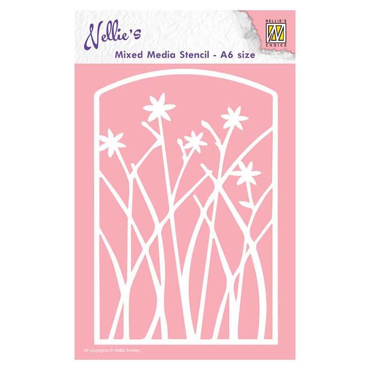 Nellie's Choice A6 Mixed Media Stencil Frame with Flowers-1