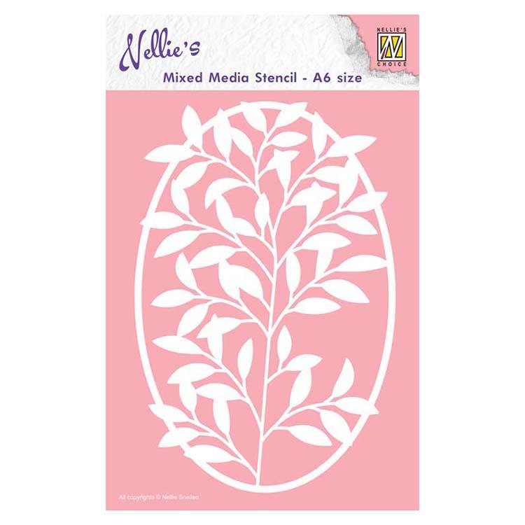 Nellie's Choice A6 Mixed Media Stencil Frame with Flower Branch-1