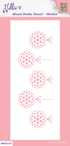 Nellie's Choice Mixed Media Stencil - Slim Line - Christmas Baubles-1