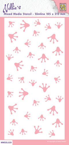 Nellie's Choice Mixed Media Stencil Slimline - Frog Series - Frog Footprints-1