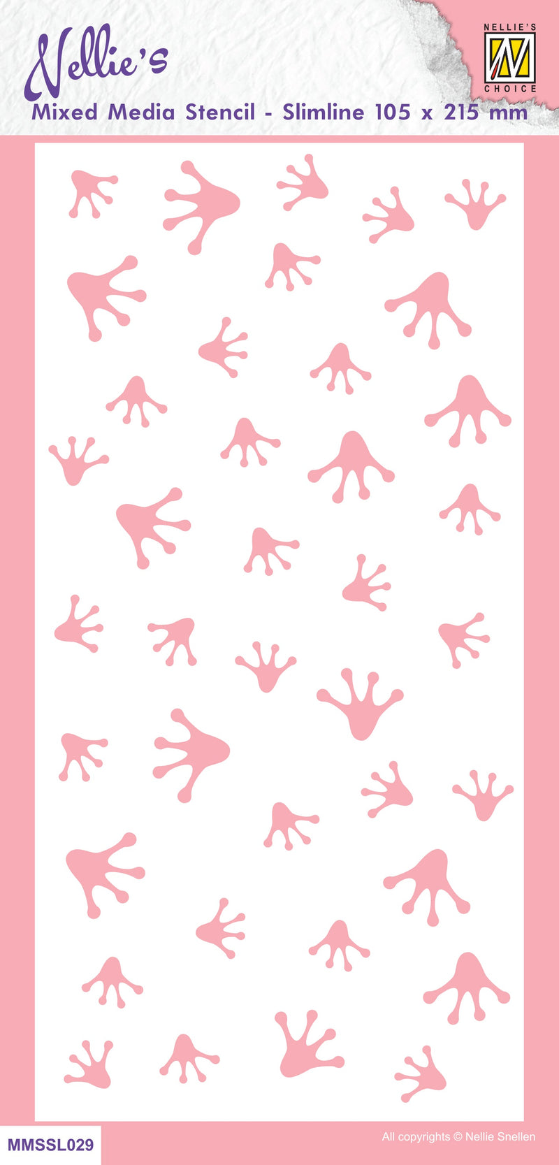 Nellie's Choice Mixed Media Stencil Slimline - Frog Series - Frog Footprints-1