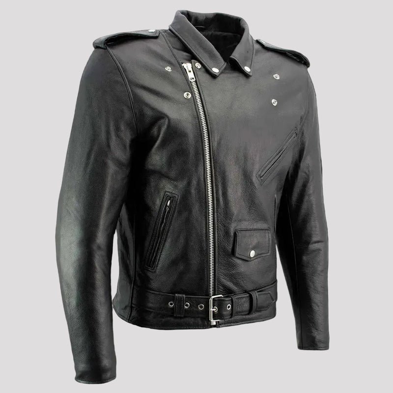 X Element Men's Leather Motorcycle Jacket-4