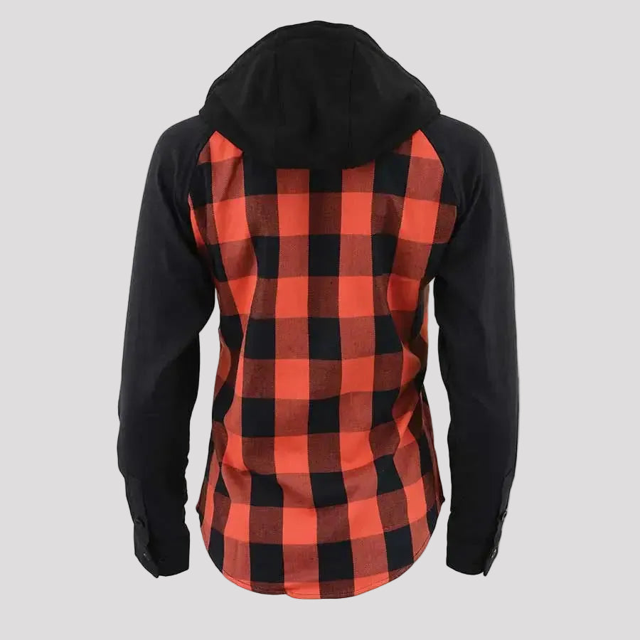Milwaukee Leather Women's Armoured Plaid Hooded Shirt-8