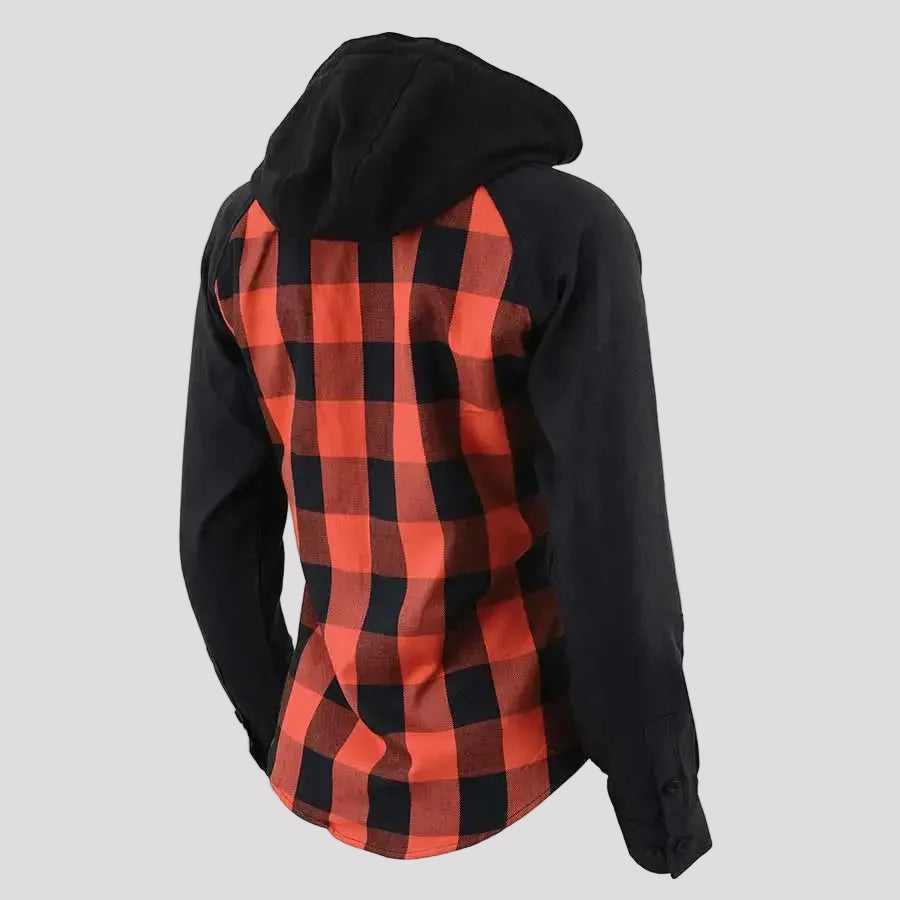 Milwaukee Leather Women's Armoured Plaid Hooded Shirt-9