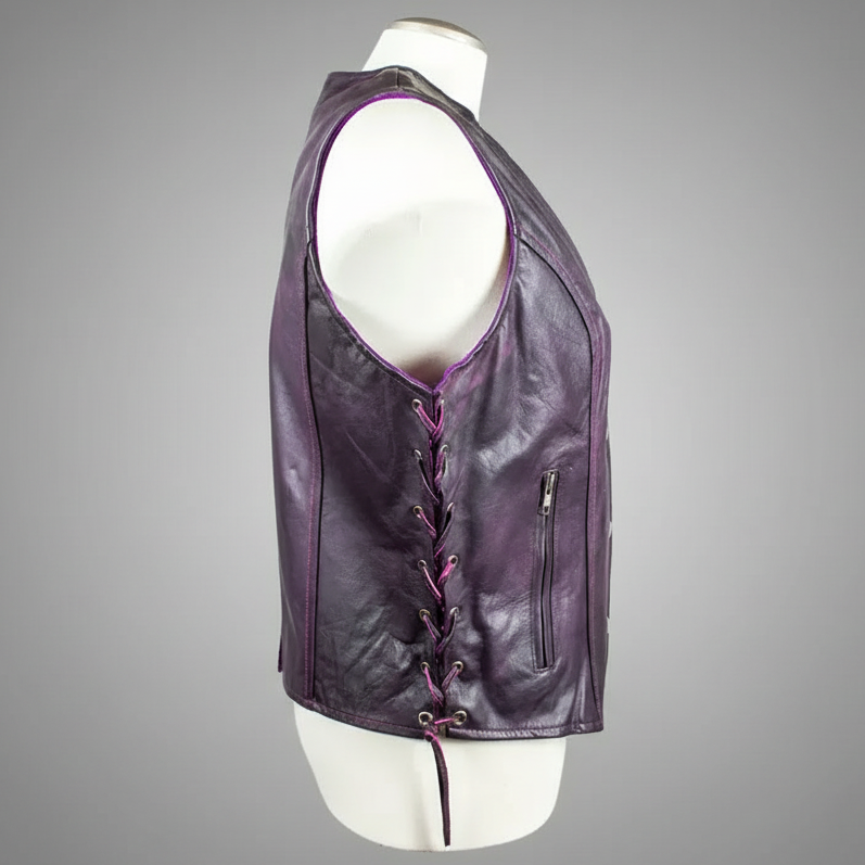 Open Road Women's Lace Side Leather Vest-3