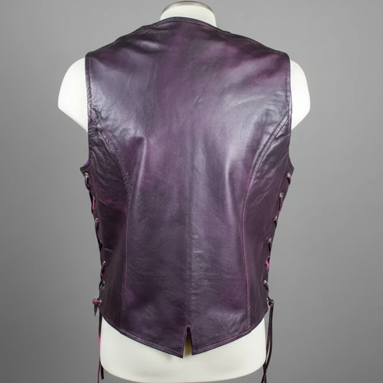 Open Road Women's Lace Side Leather Vest-5