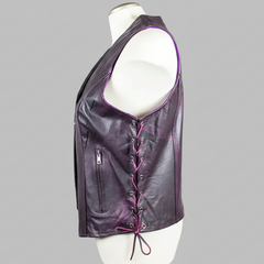Open Road Women's Lace Side Leather Vest-4