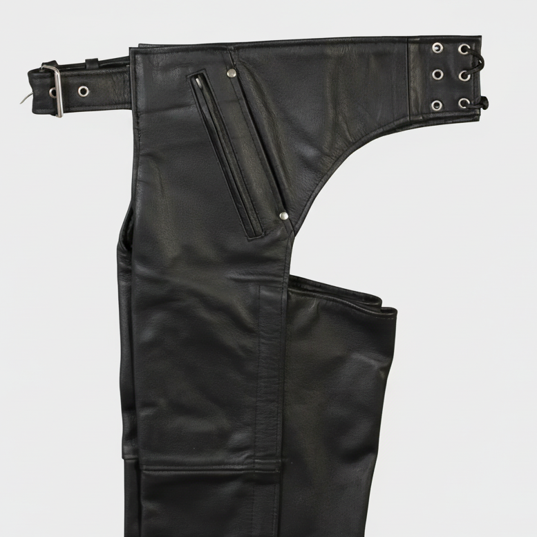 Open Road Unisex 4 Pocket Premium Leather Chaps-4