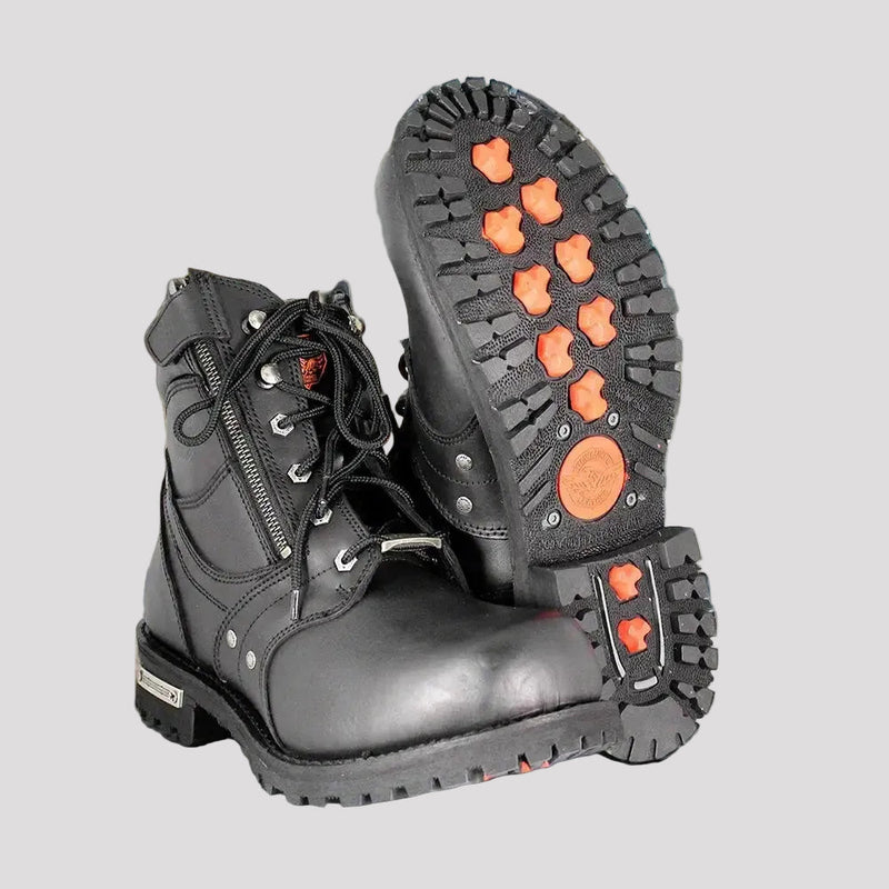 Milwaukee Leather Men's 6" Milwaukee Side Zip Lace Up Motorcycle Boots-1