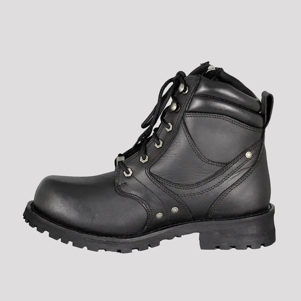 Milwaukee Leather Men's 6" Milwaukee Side Zip Lace Up Motorcycle Boots-5