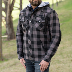 Men's Armored Flannel Biker Shirt with Extra Protection-1