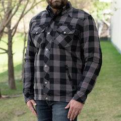 Men's Armored Flannel Biker Shirt with Extra Protection-3