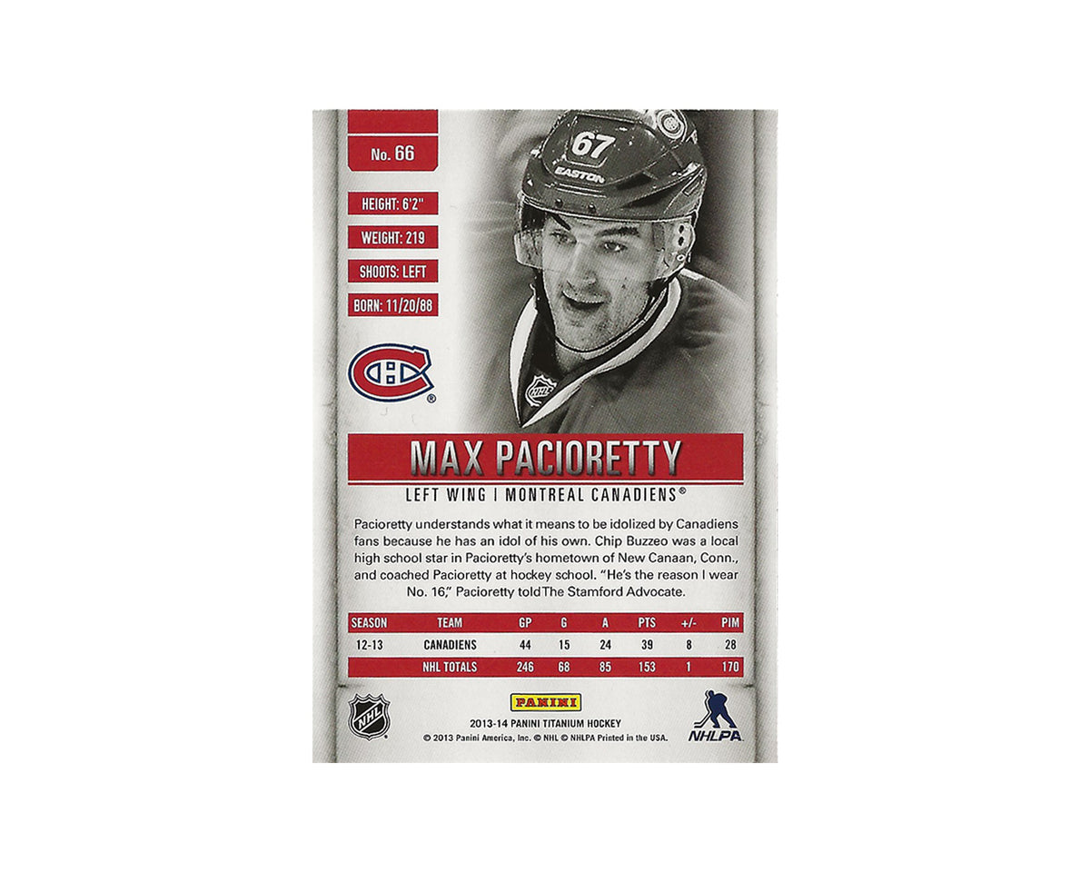 Max Pacioretty Autographed 2013-14 Panini Titanium #66 Hockey Card-2