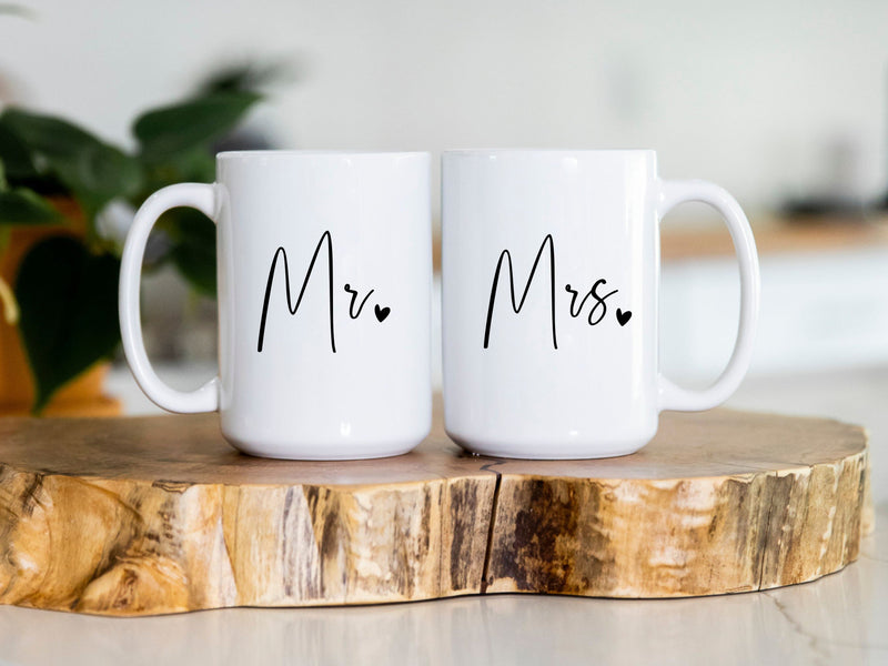 Mr & Mrs Mug Set | Wedding Gift Coffee Mugs | Couple Mug Set | Engagement Gift | Bridal Shower Gift | His and Hers Mugs | Newlywed Gift-1